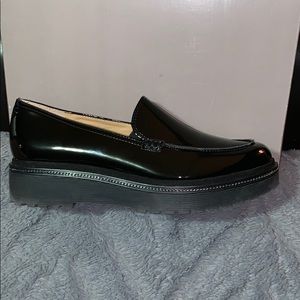 Black patent leather Franco Sarto slip ons